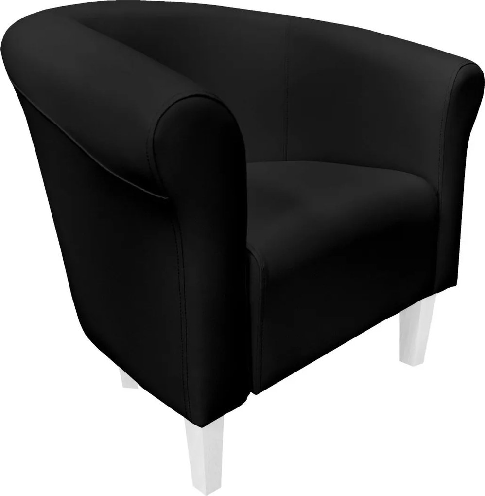 Fotel Milo tkanina Eko-skóra elegancki fotel do salonu i gabinetu : Kolor nogi - Biała, Kolor tkaniny - EKO-SKÓRA - 1D, Wysokość nogi - 15 cm