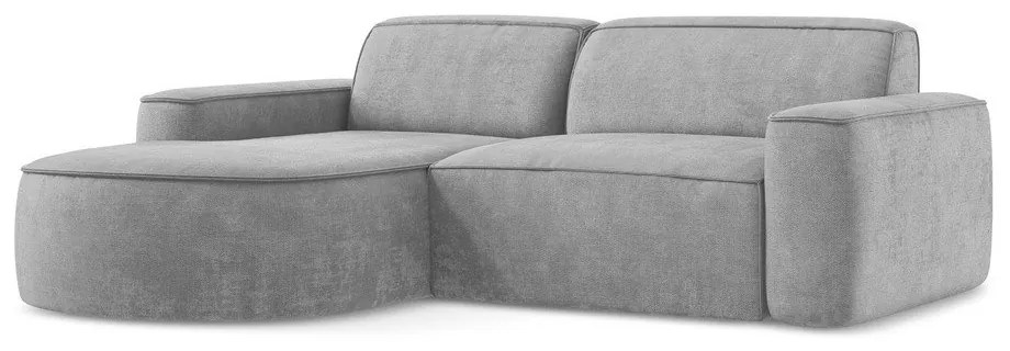 Jasnoszary narożnik z tkaniny szenilowej (lewostronny/z szezlongiem) Omao – Makamii