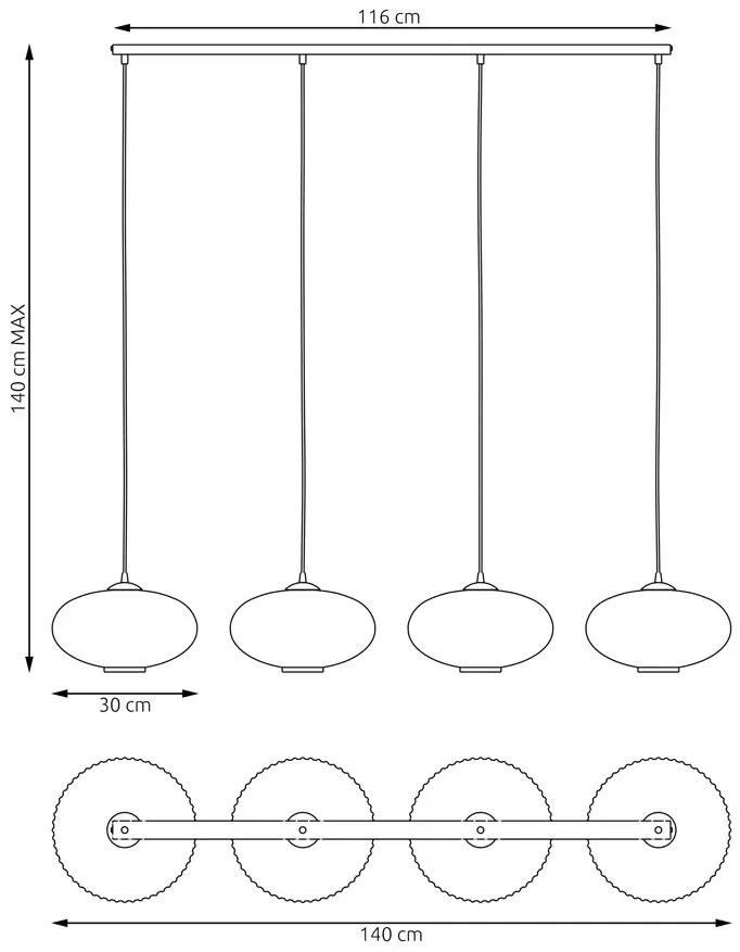 Szklana lampa wisząca z mlecznymi kloszami - 5X D174 Z7-R97