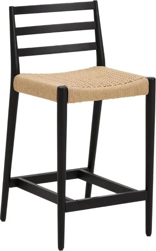 Czarno-naturalny hoker z litego drewna dębowego (wysokość siedziska 65 cm) Analy – Kave Home
