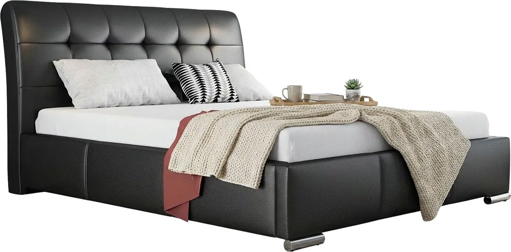 Łóżko z pikowanym zagłówkiem i pojemnikiem 180x200 K0-C99