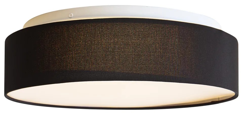 Inteligentna lampa sufitowa czarna 35 cm z LED i pilotem - Flat Drum Nowoczesny Oswietlenie wewnetrzne