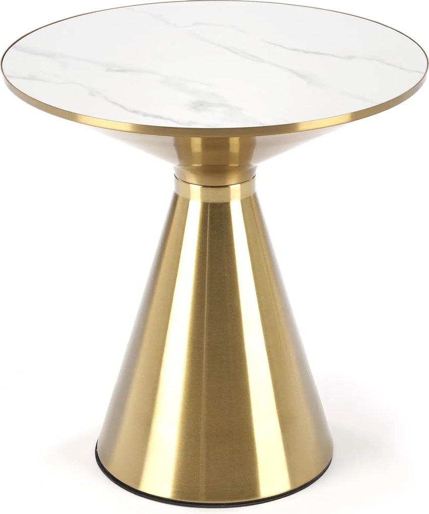 Złoty stolik pomocniczy Tribeca z marmurowym blatem