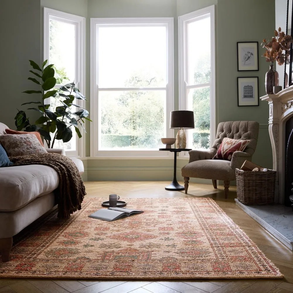 Różowo-pomarańczowy dywan z mieszanki juty tkany ręcznie 200x290 cm Lana Jute – Flair Rugs