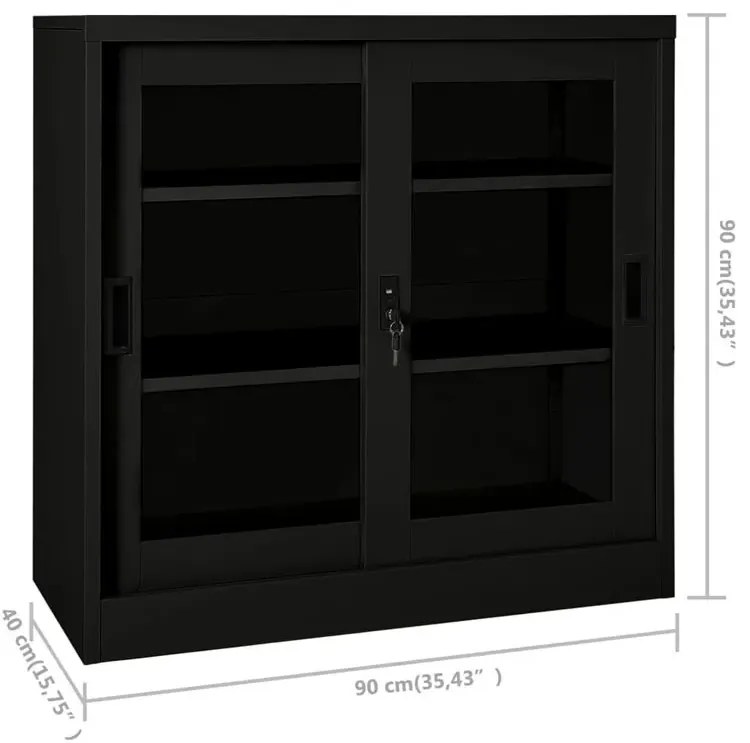 Czarna szafka z półkami na dokumenty L3-D21