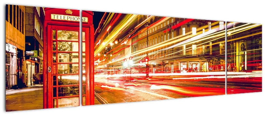 Obraz - czerwona budka telefoniczna (170x50 cm)