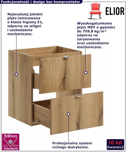 Szafka łazienkowa pod umywalkę w kolorze dąb - Dafo 11X 50 cm