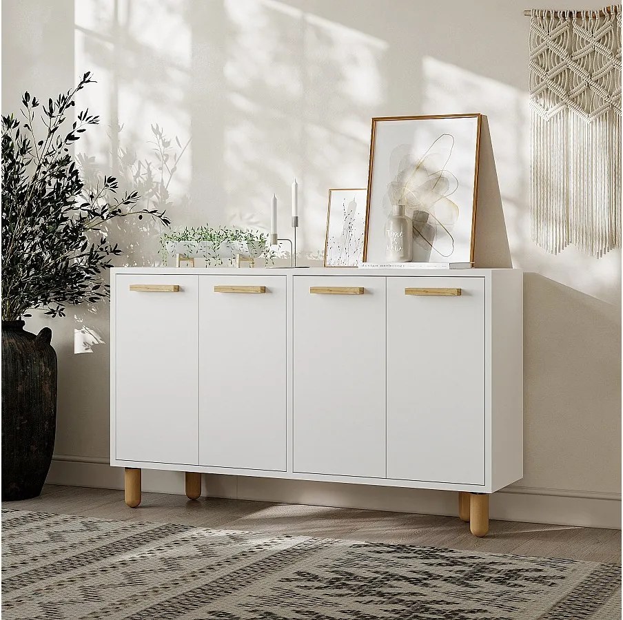 Komoda z płyty wiórowej pokrytej melaminą – 120 cm x 73,6 cm x 29,6 cm – biała