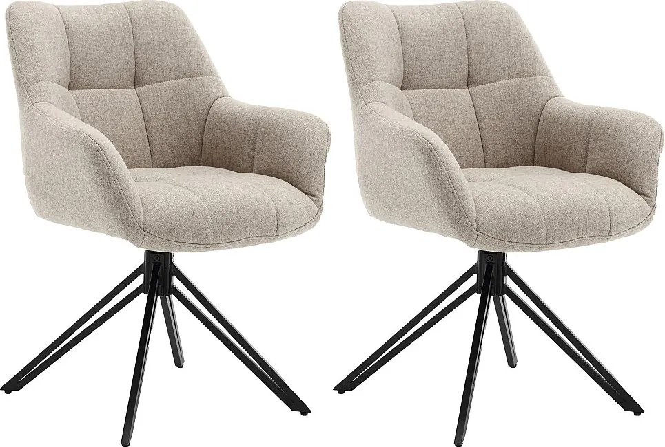 Krzesła do jadalni zestaw 2 szt. - materiał i metal - beż - LONDO