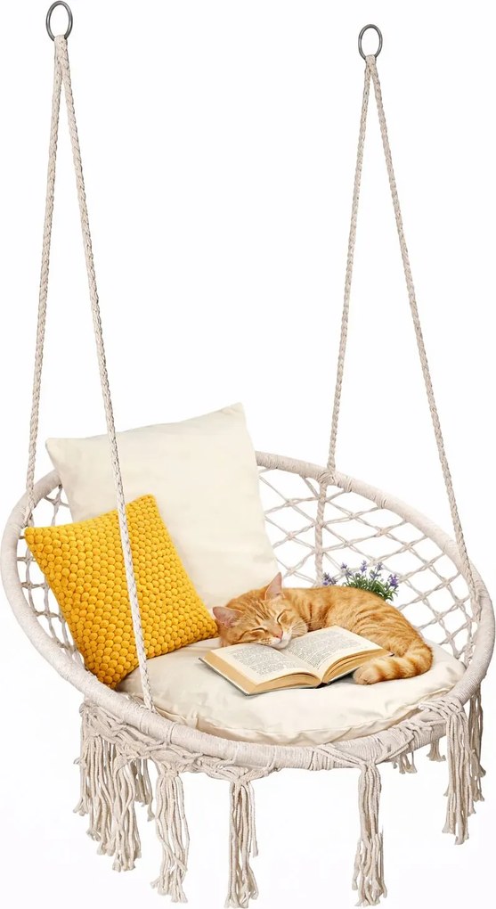 Kremowa huśtawka bocianie gniazdo z frędzlami L7-L14