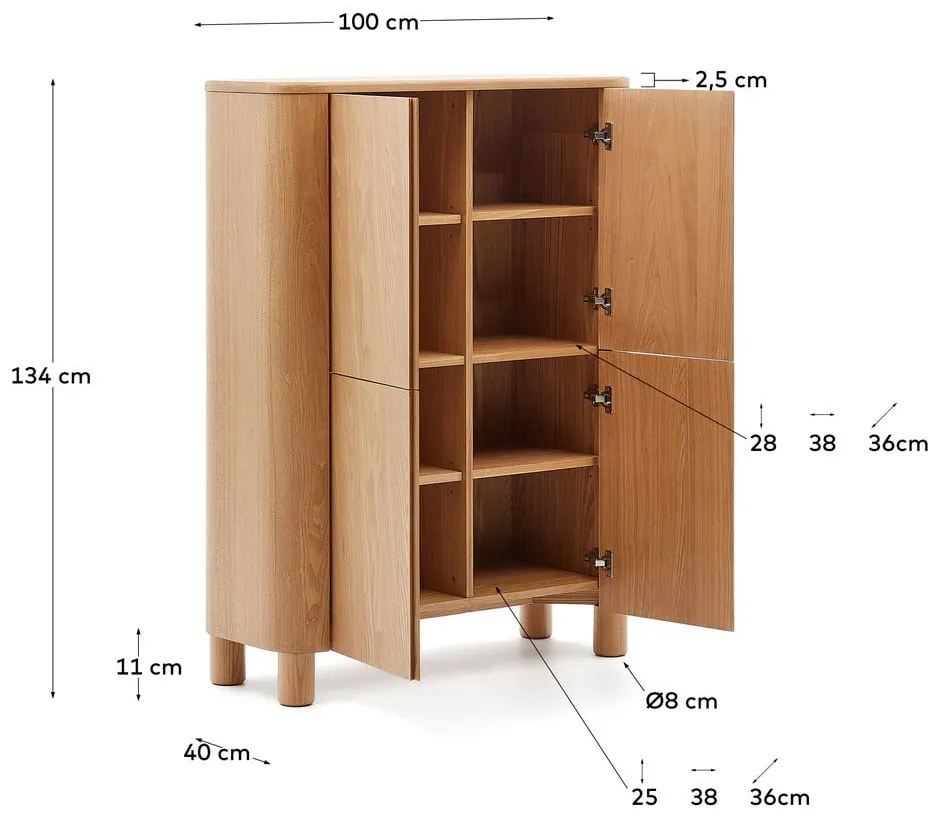Szafka w dekorze jesionu w naturalnym kolorze 100x134x40 cm Salaya – Kave Home