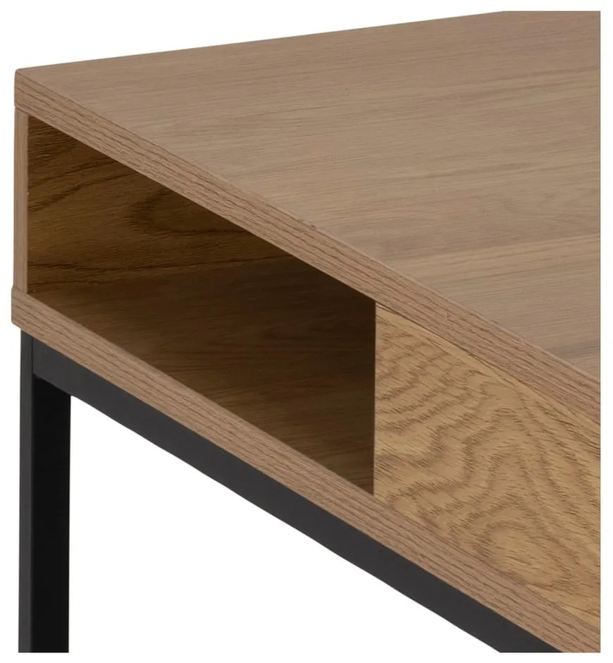 Stolik z blatem w dekorze dębu w ciemnym naturalnym kolorze 80x80 cm Willford – Actona
