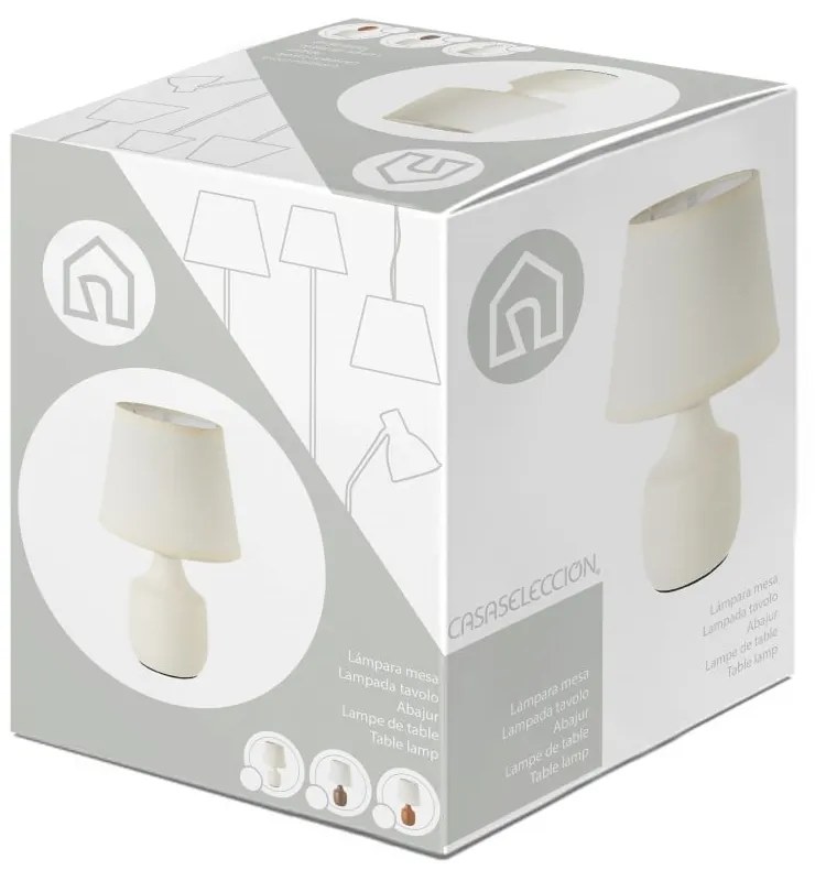 Biało-brązowa ceramiczna lampa stołowa z tekstylnym kloszem (wys. 24 cm) – Casa Selección