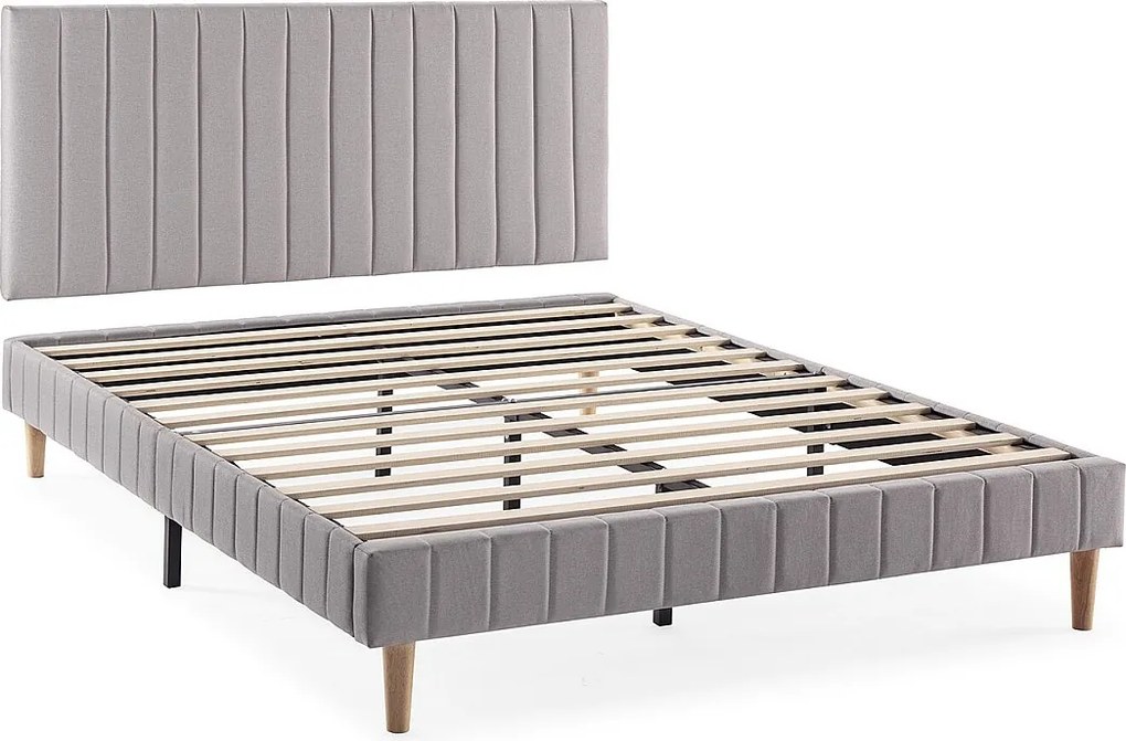 Kolumnowy stelaż + zagłówek Eris 140x200 cm Szary jasny