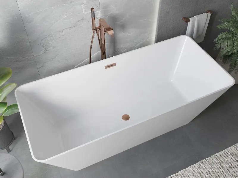Mexen Velo Slim wanna wolnostojąca 170 x 75 cm, biała, przelew miedź szczotkowana - 52811707500-65
