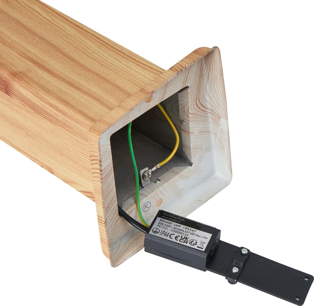 Nowoczesna lampa podłogowa zewnętrzna stalowa z nadrukiem drewna 45 cm IP44 - Malois