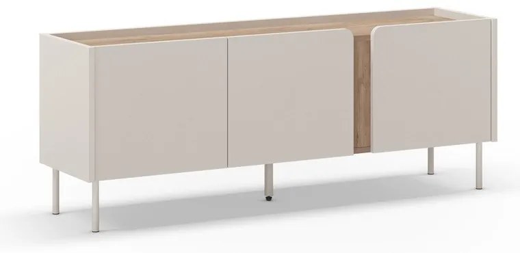 Kremowo-naturalna szafka pod TV w dekorze dębu 140x53x35 cm Lucile – Marckeric