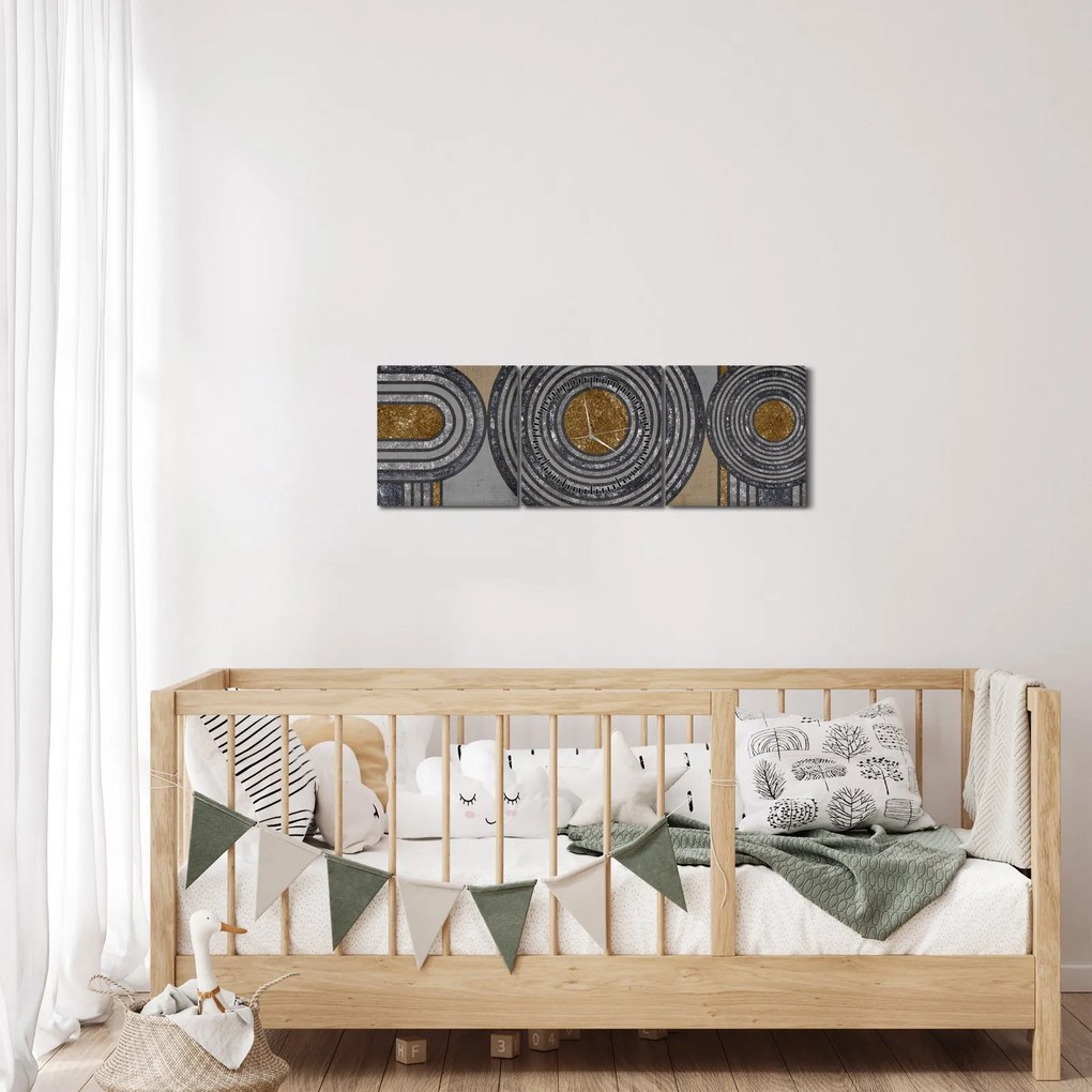 Obraz - Wzory dekoracyjne (z zegarem) (90x30 cm)