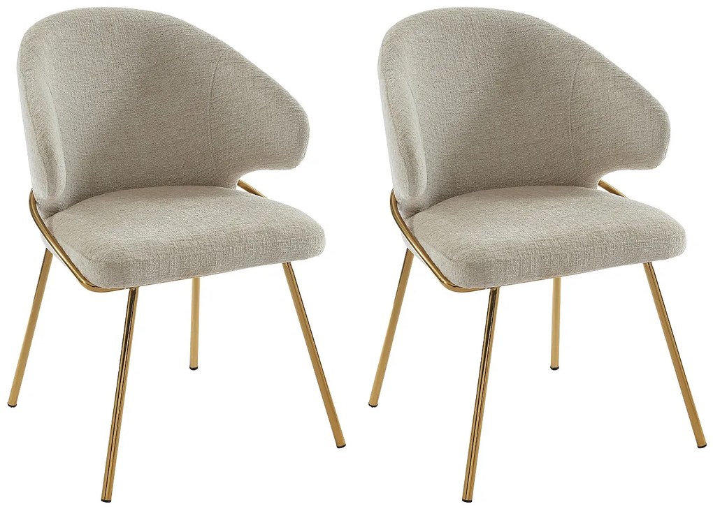 Zestaw 2 krzeseł z tkaniny i złotego metalu - Beżowy - LUXIVA