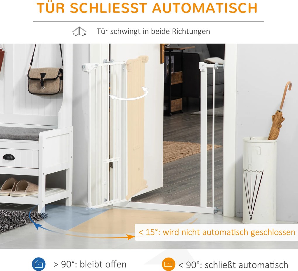 PawHut Barierka Zabezpieczająca Drzwi dla Psów z Ochraniaczem Ściany Biała 74-80x5x91,4cm | Aosom PL