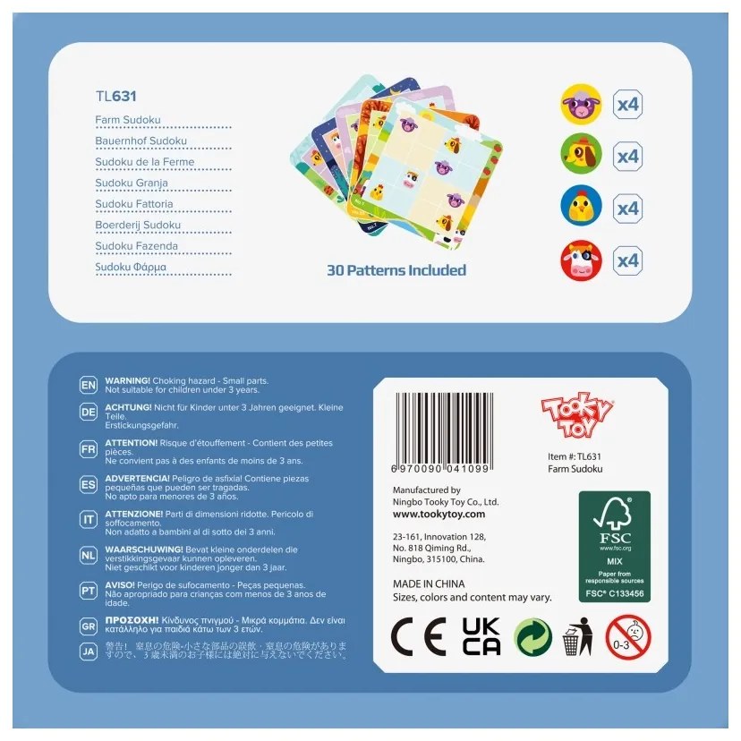 Tooky toy gra sudoku dla dzieci wersja farma