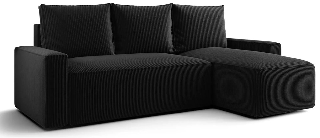 Czarny rozkładany narożnik L z pojemnikiem C6-L30