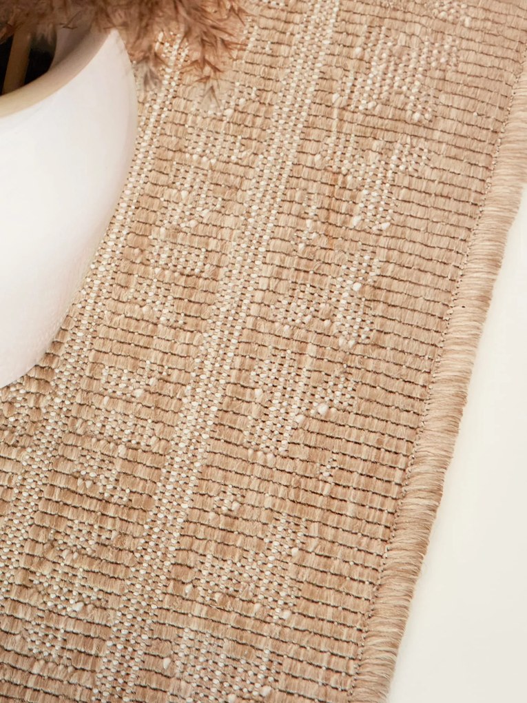 Dywan zewnętrzny dwustronny Duet Ornament beżowo-kremowy 200 cm x 290 cm