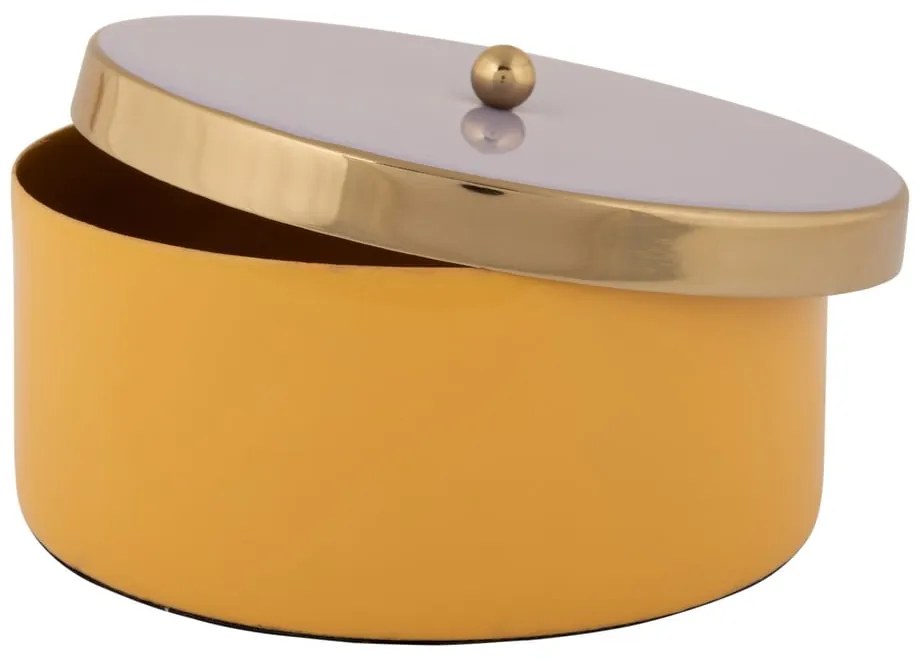 Żółty metalowy pojemnik dekoracyjny ø 16x6 cm Double Funky – PT LIVING