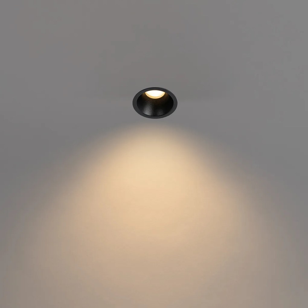 Zestaw 12 nowoczesnych opraw LED do zabudowy, czarne GU10 35 mm IP44 - Dept