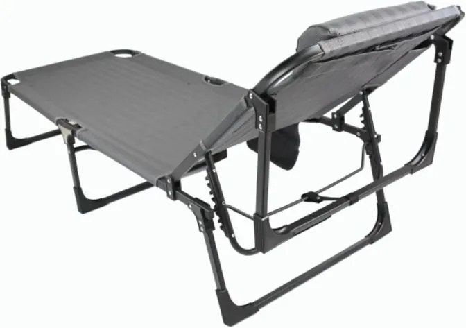 Składany leżak z poduszką, szary, wymiary: 189 x 63 x 34 cm.