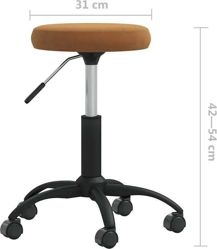 Brązowy aksamitny taboter na kółkach T0-A90