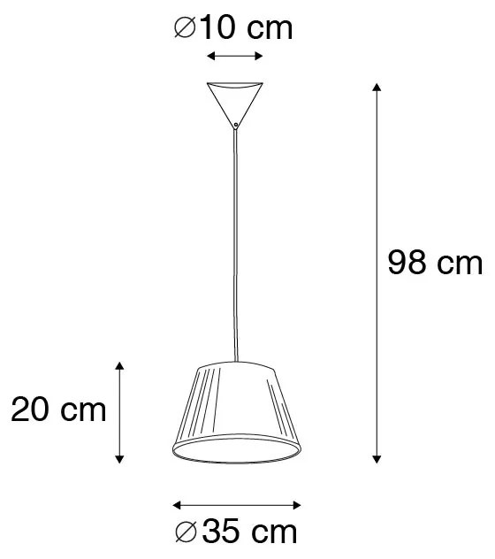 Retro Lampa wisząca - Plisse Biała 35 cm Retro Oswietlenie wewnetrzne