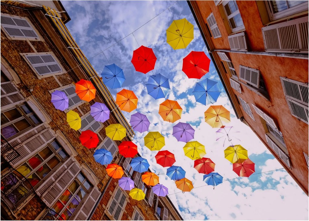 Obraz kolorowych parasoli (70x50 cm)