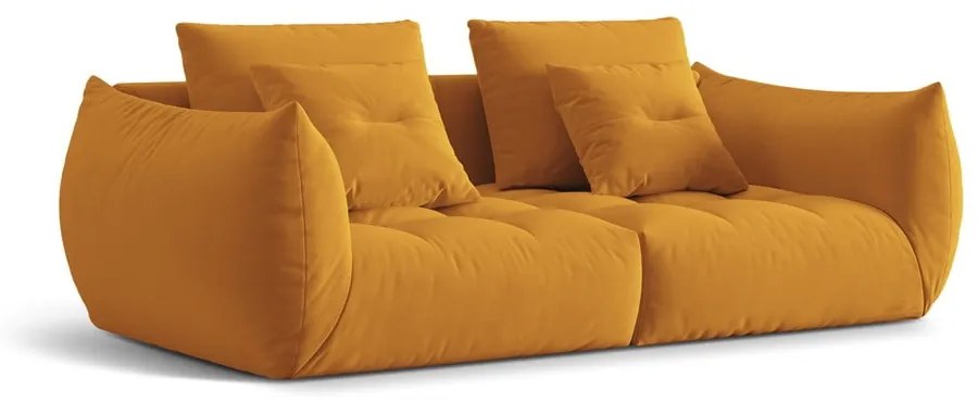 Żółta sofa z materiału bouclé 232 cm Bloom – Micadoni Home