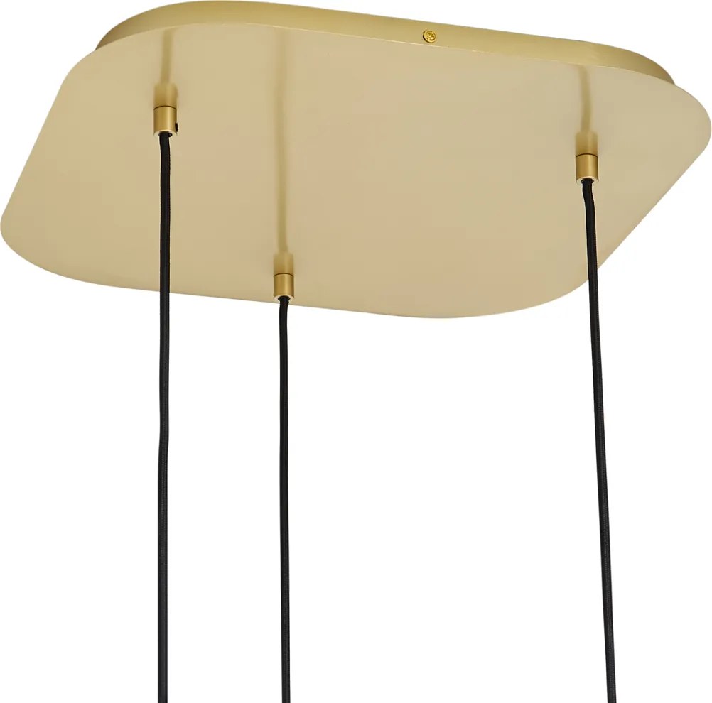 Lampa wisząca Hotel Chic mosiężna z bursztynowym szkłem 3-punktowa - Gus