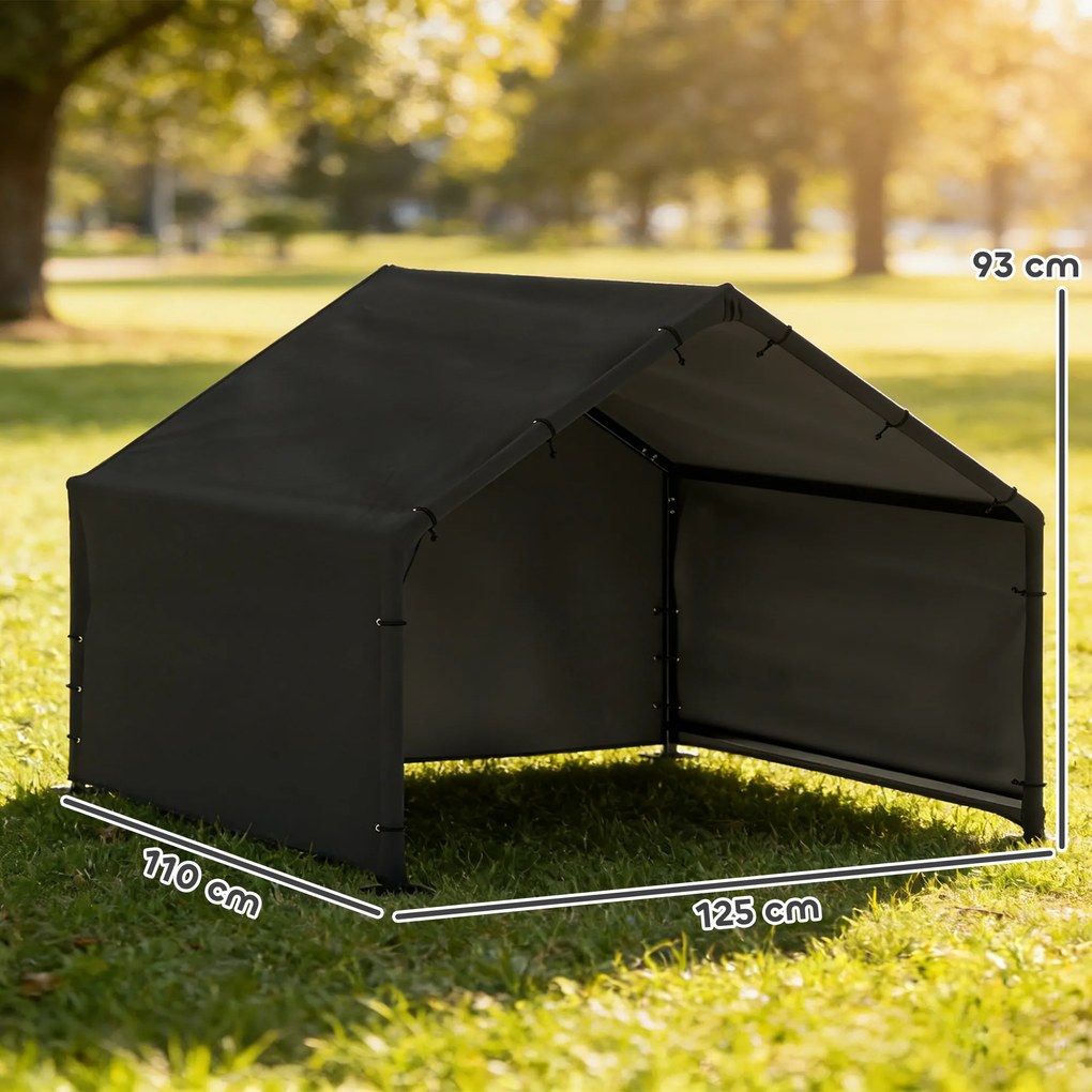 PawHut Buda dla psa z wodoodpornym i UV odpornym dachem dla psów do 30 kg, 125 x 110 x 93 cm, czarna | Aosom PL