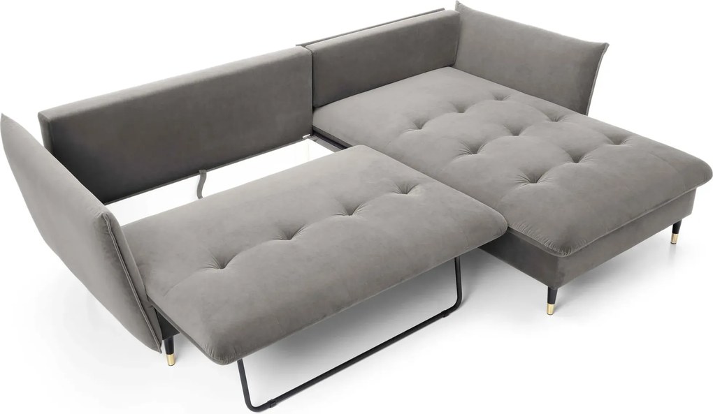 Jasnoszara kanapa narożna pikowana T5-K22