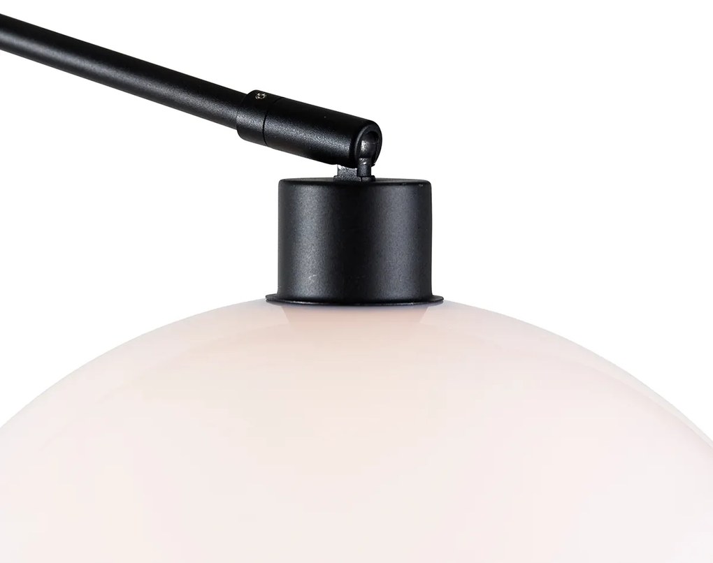 Lampa ścienna czarna z kloszem białym 30 cm regulowana - Blitz Nowoczesny Oswietlenie wewnetrzne