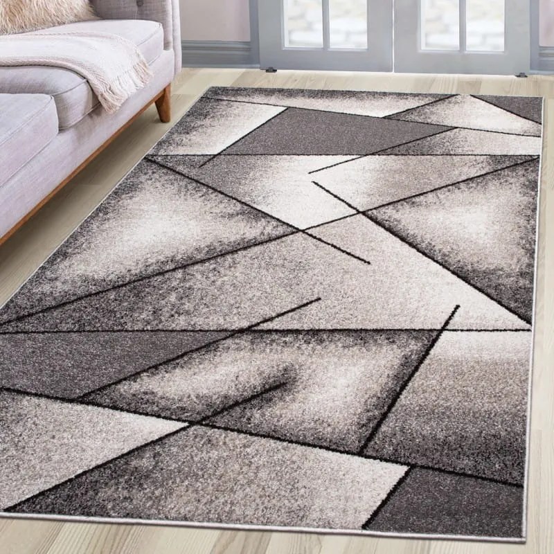 Dywan nowoczesny Perlage Wielokąty beżowo-szary 80 cm x 150 cm