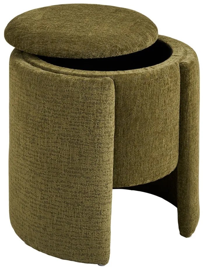 Puf z tkaniny szenilowej w kolorze khaki Walsdorf – House Nordic