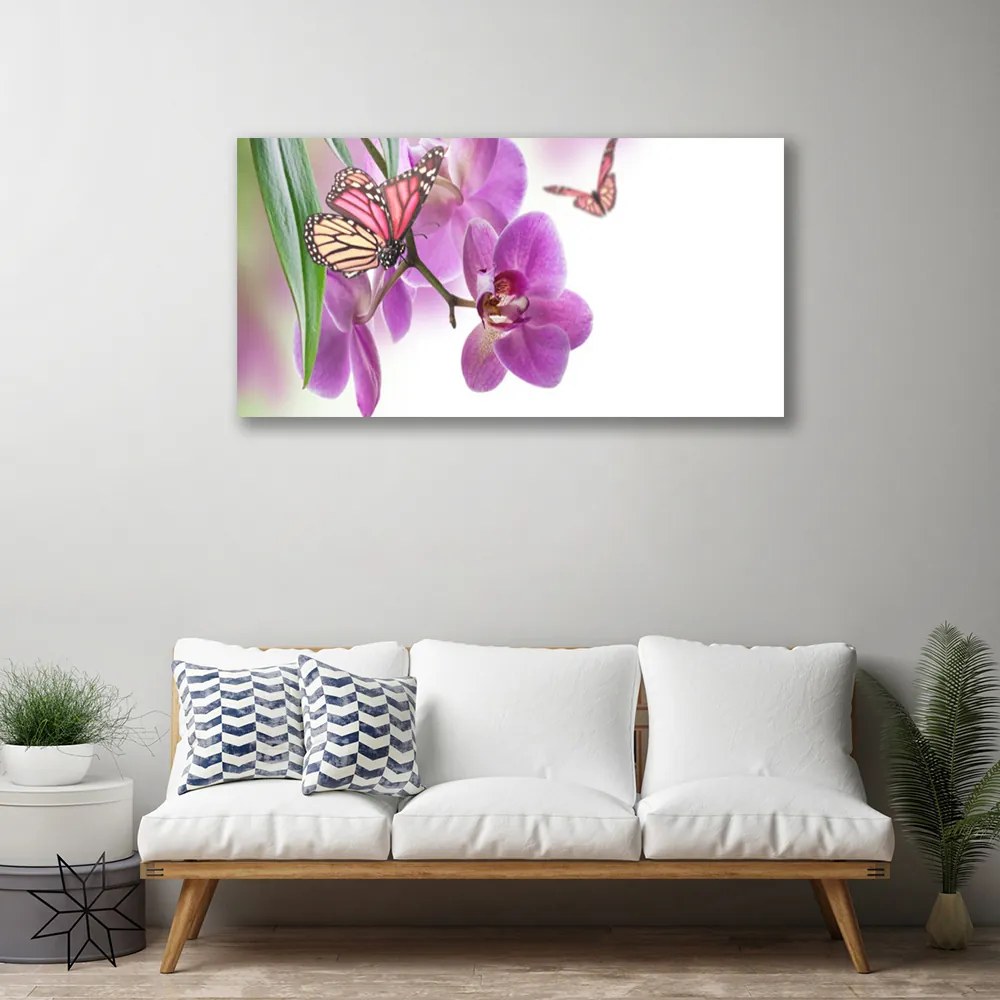 Obraz canvas Taniec Motyli nad Kwiatami