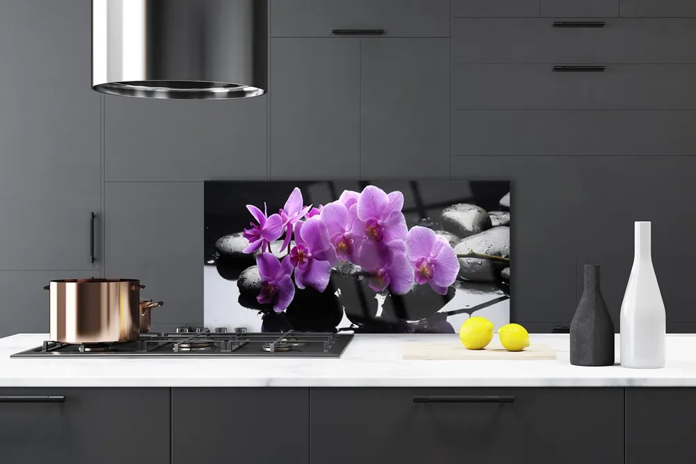 Panel Szklany Harmonijny Kwiat Na Kamieniach