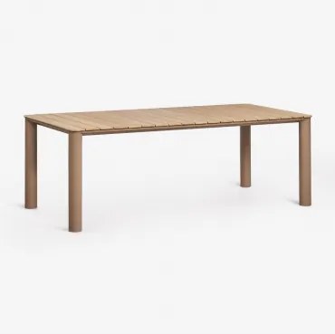Prostokątny Stół Ogrodowy Z Aluminium I Drewna Tekowego Sirka Moka Brown & 220 X 100 Cm - Sklum