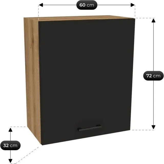 Zestaw Mebli Kuchennych MODERN 200 cm Dąb Evoke/Czarny Loftowy