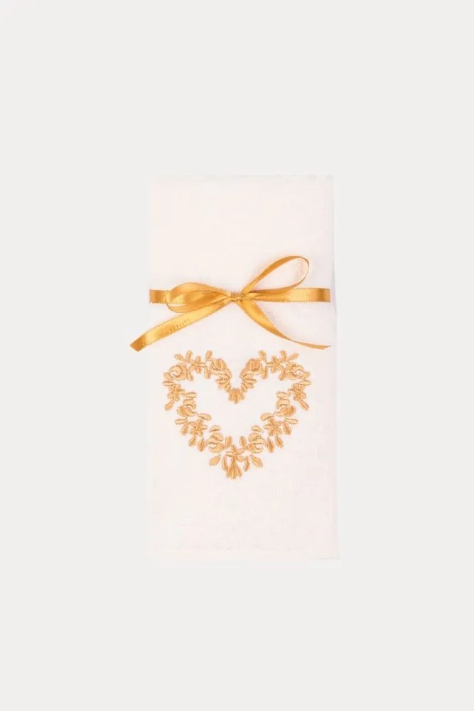 Ręczniki kuchenne HEART, 2 szt Kremowy / Mustard Zestaw (2szt., 40x60 cm)