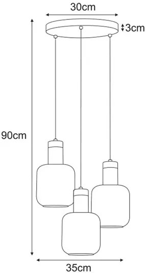 Potrójna lampa z okrągłą podstawą wisząca grafitowa H4-S23