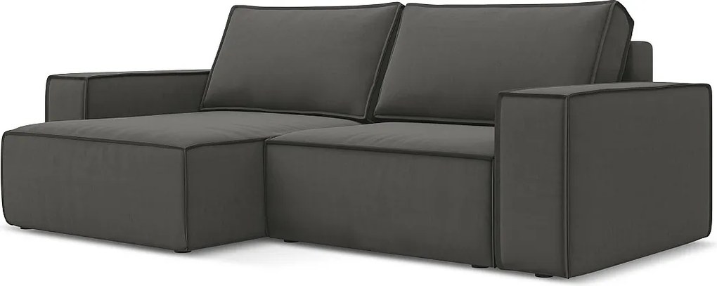 Narożnik lewostronny z funkcją spania - z tkaniny welwetowej - stalowy - KIMO