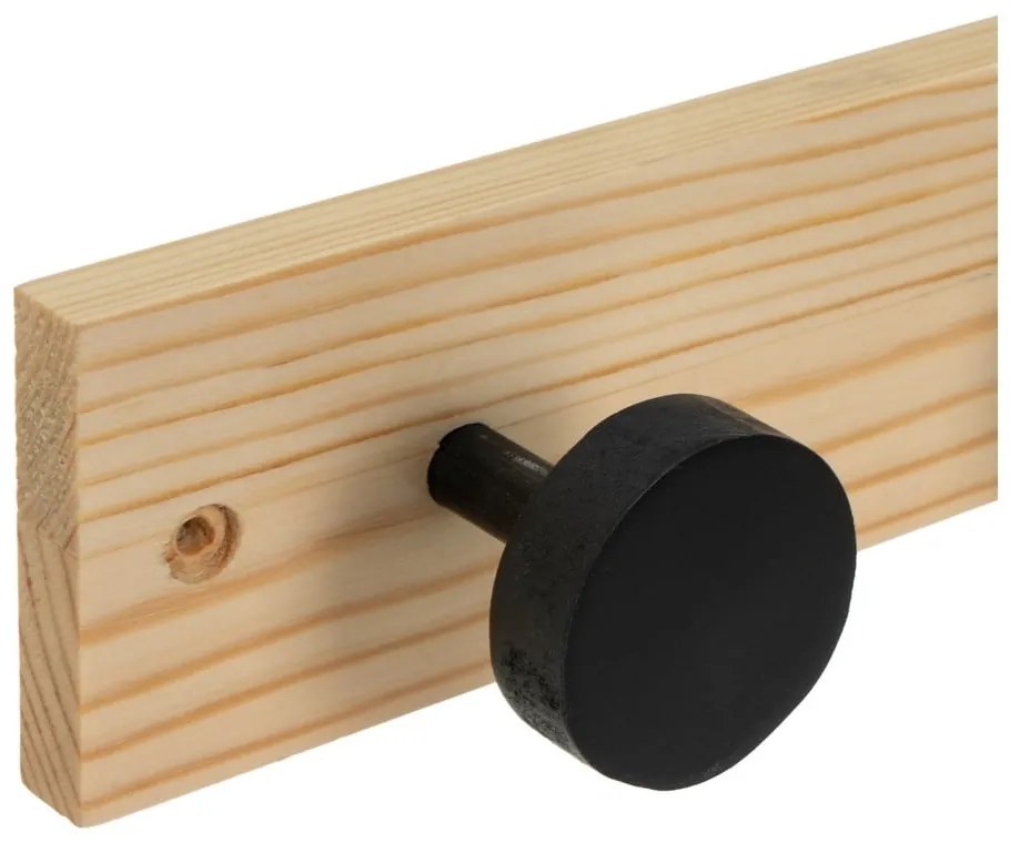 Wieszak ścienny z litego drewna sosnowego w czarno-naturalnym kolorze 40 cm Anillos – Casa Selección