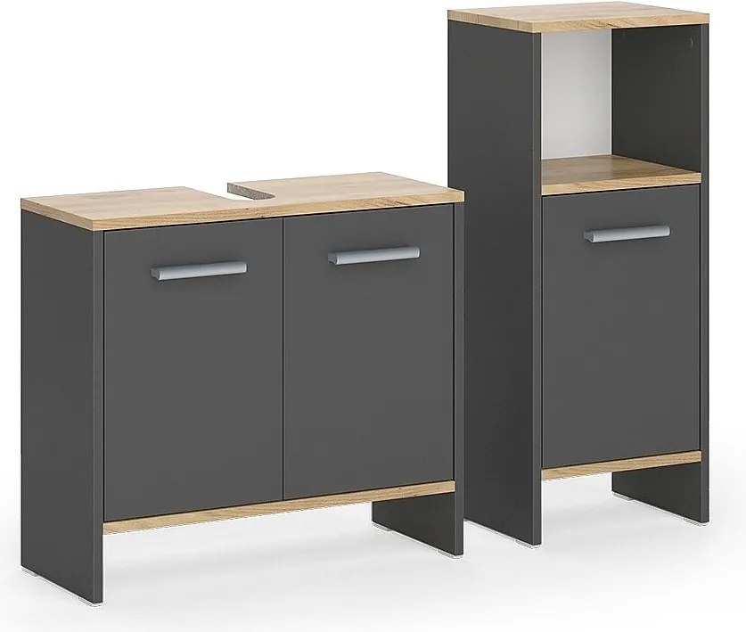 Zestaw mebli łazienkowych antracyt/złoty dąb 63.8x26.3x57 karli