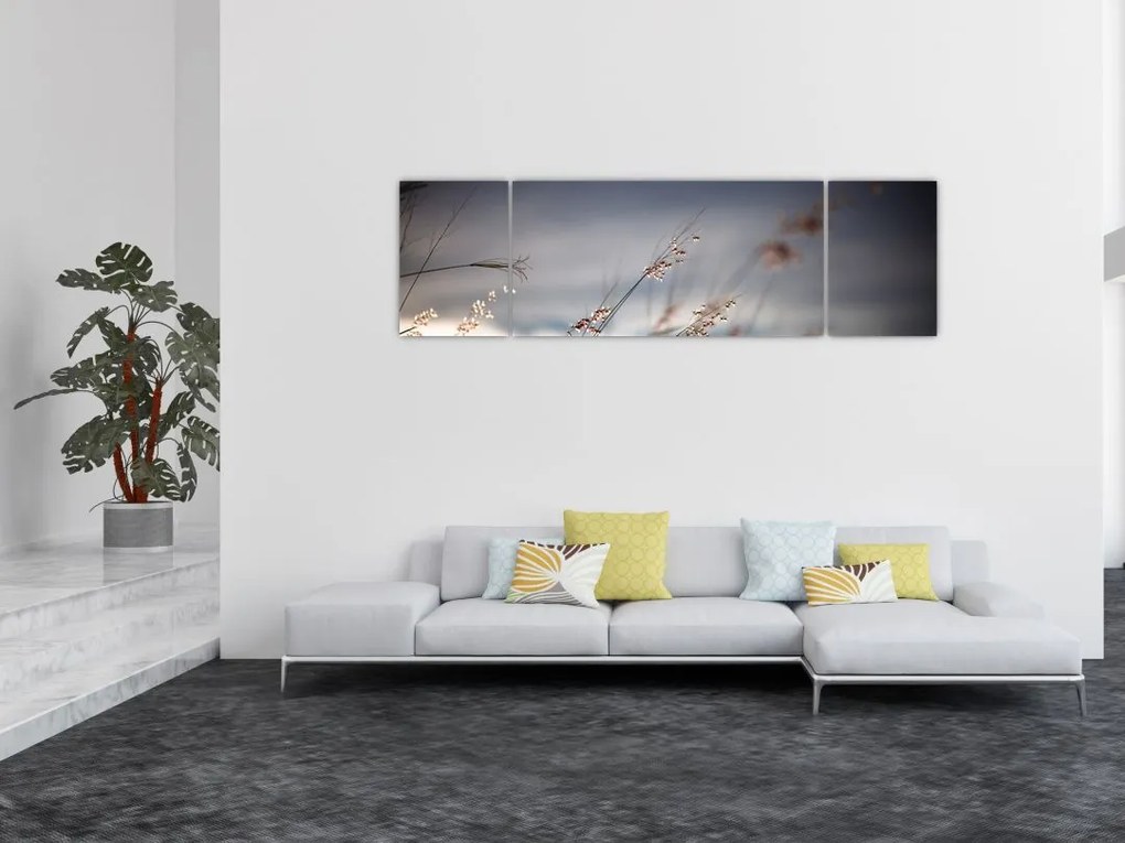 Obraz - Kwiaty polne nad jeziorem (170x50 cm)